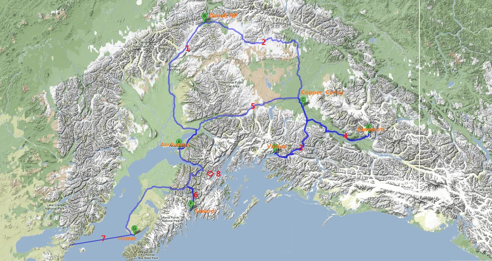 Alaska Travel route